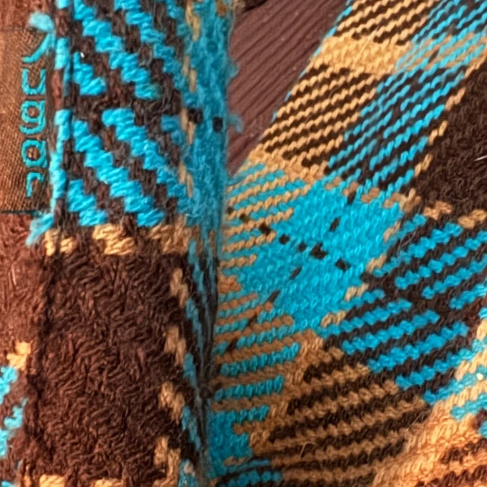 Turquoise brown plaid rain boots by sugar size 10